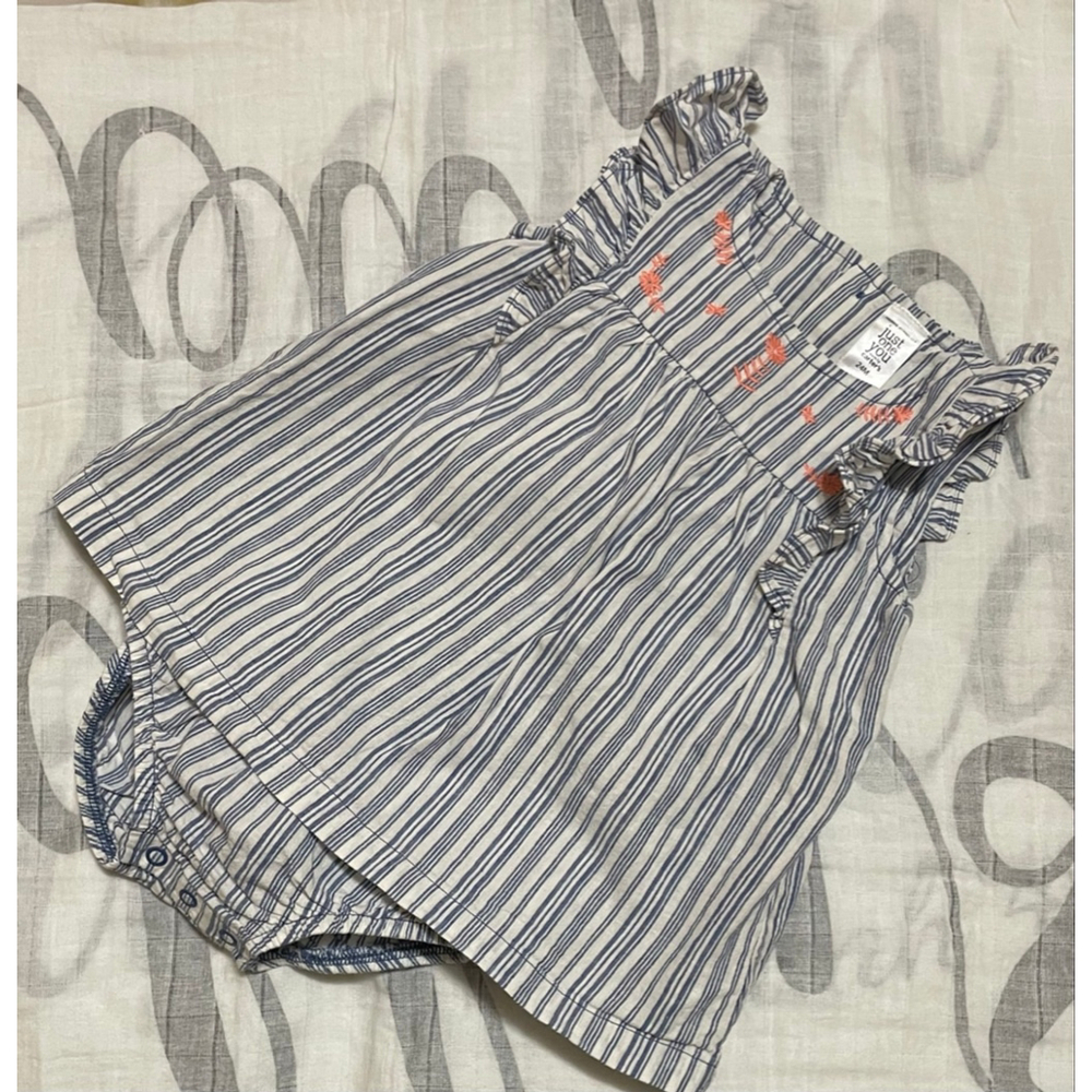 Girls Just One You by Carter's romper Dress 24 Months White Blue Striped romper